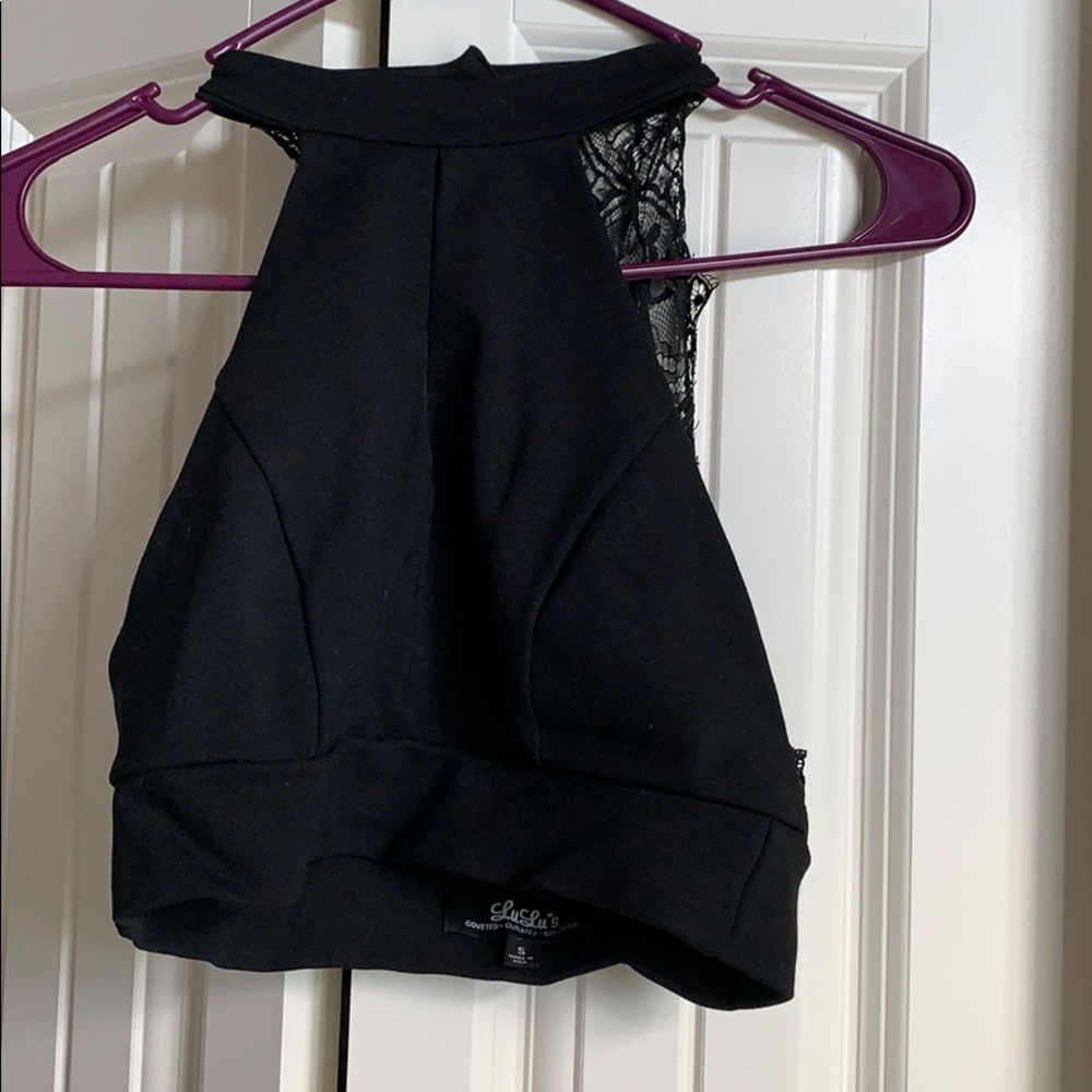 Two piece black top with longer pencil skirt